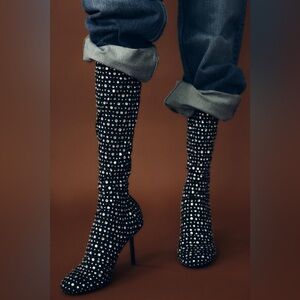 Zara Studded Black Heeled Boots